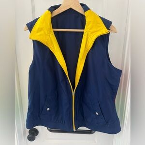 Ralph Lauren L-RL Women’s Reversible Sport Vest Navy blue yellow white red sz L
